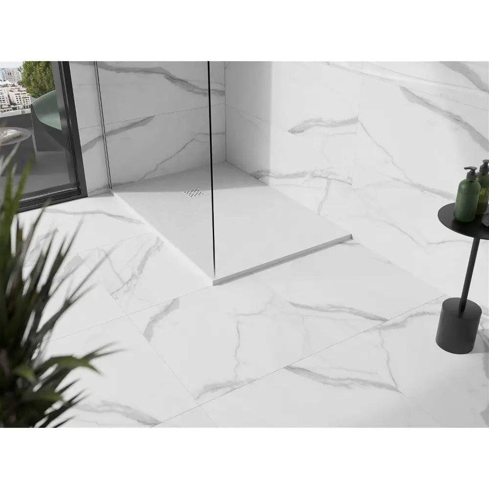 Mexen Stone + Rektangulært Kompositt Dusjbrett 140x90 Cm Hvitt med Hvit Frontpanel - 44109014-w