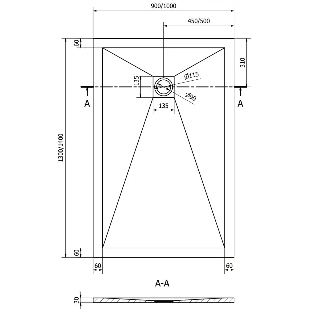 Mexen Stone + Rektangulært Kompositt Dusjbrett 140x90 Cm Hvitt med Hvit Frontpanel - 44109014-w