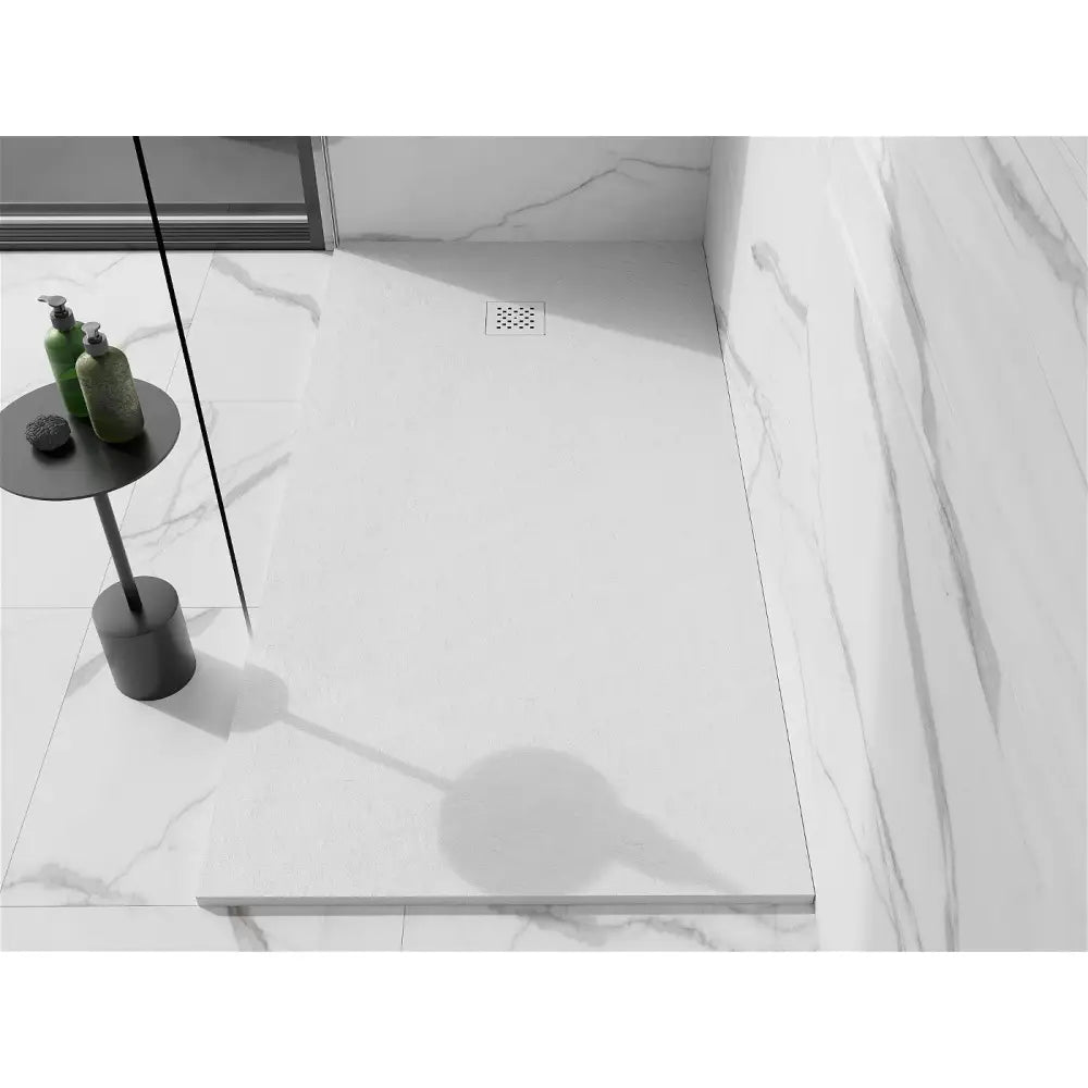 Mexen Stone + Rektangulært Kompositt Dusjbrett 180x100 Cm Hvitt med Hvit Frontpanel - 44101018-w