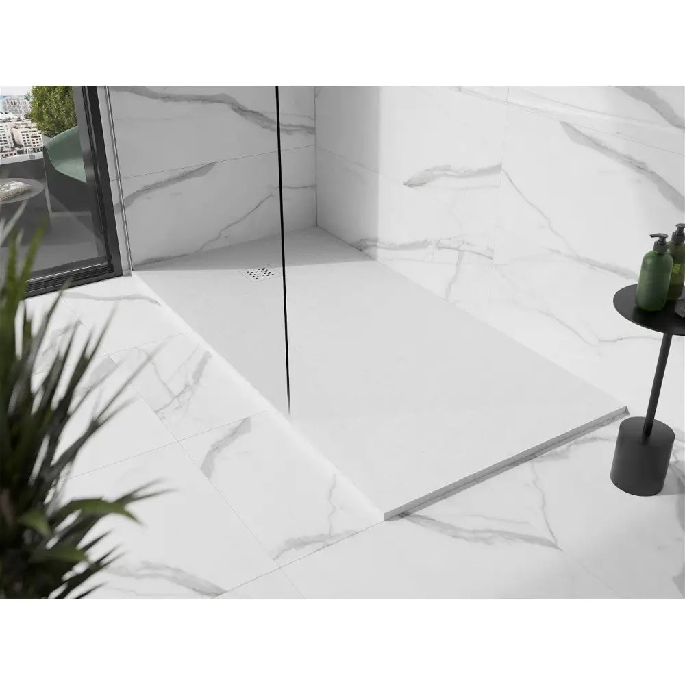 Mexen Stone + Rektangulært Kompositt Dusjbrett 180x100 Cm Hvitt med Hvit Frontpanel - 44101018-w
