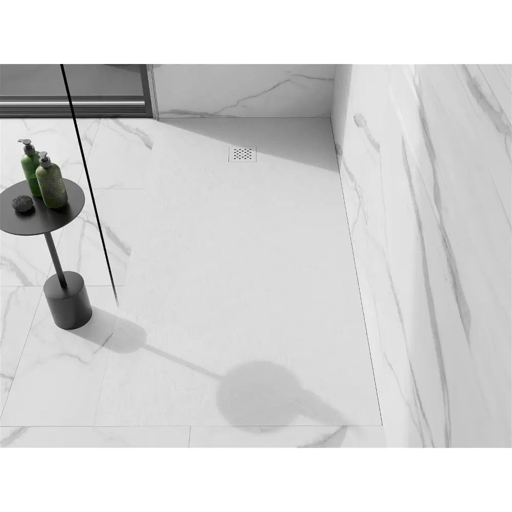 Mexen Stone + Rektangulært Kompositt Dusjbrett 180x100 Cm Hvitt med Hvit Frontpanel - 44101018-w