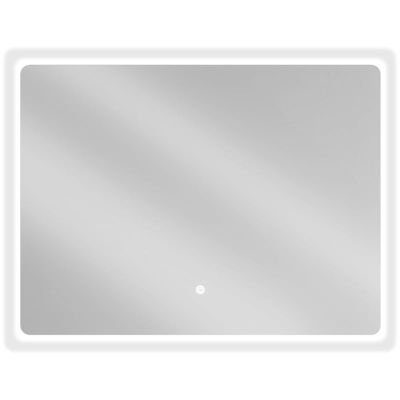 Speil med lys Mexen Sun 80 x 60 cm, LED-ramme, avrundede hjørner og berøringsknapp nederst.