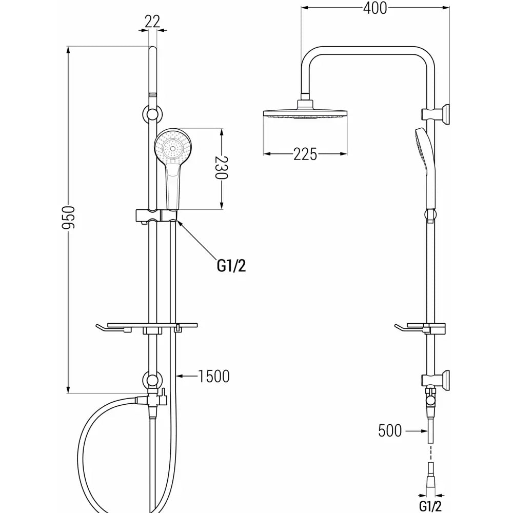 Mexen T05 Dusjsøyle Krom/hvit - 798050593 - 2