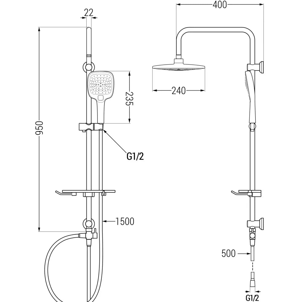 Mexen T17 Dusjsøyle Krom/hvit - 798171793 - 2