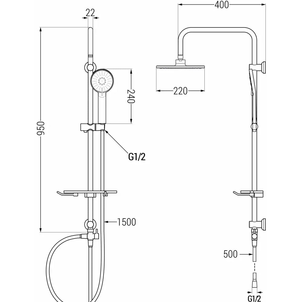 Mexen T40 Dusjsøyle Svart - 798404093 - 2