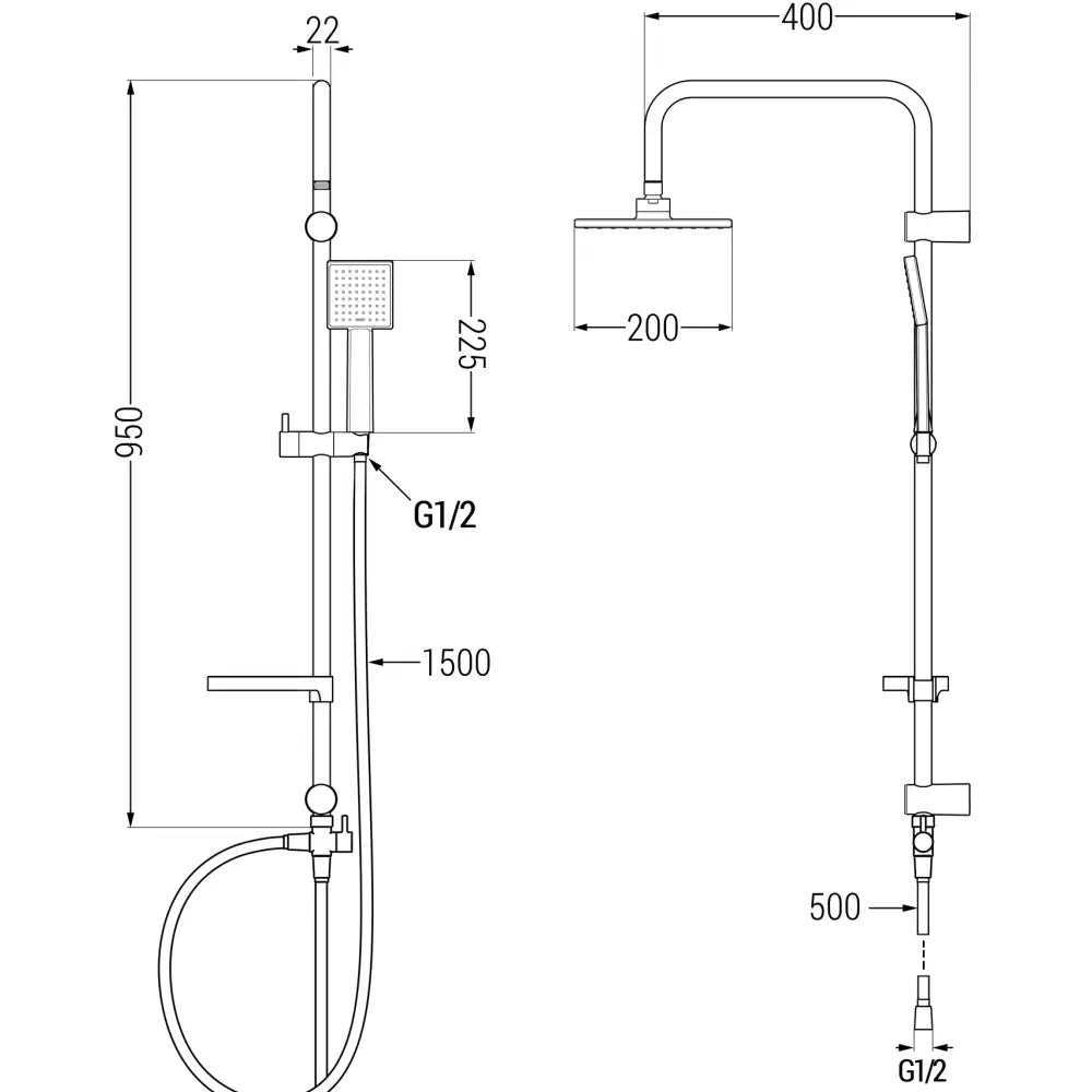 Mexen T45 Dusjsøyle Svart - 798454593 - 2