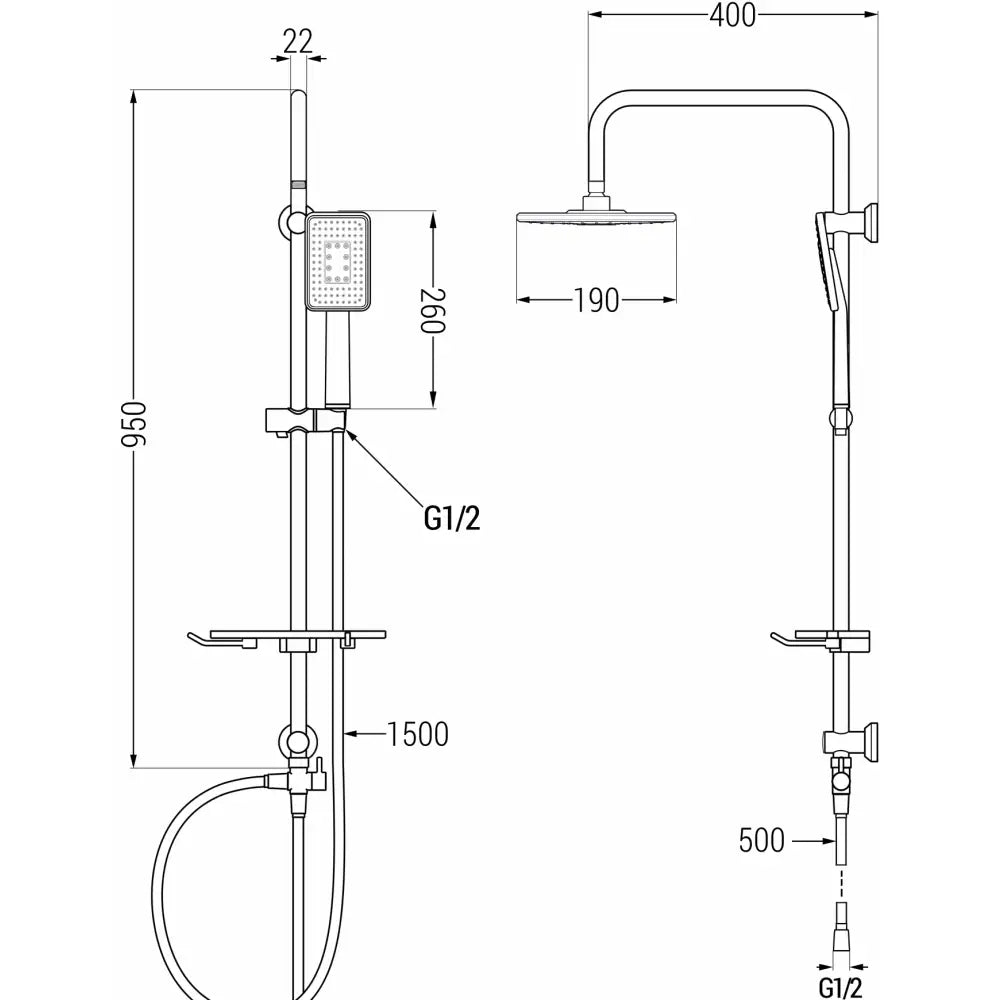 Mexen T54 Dusjsøyle Sort/krom - 798545493 - 2