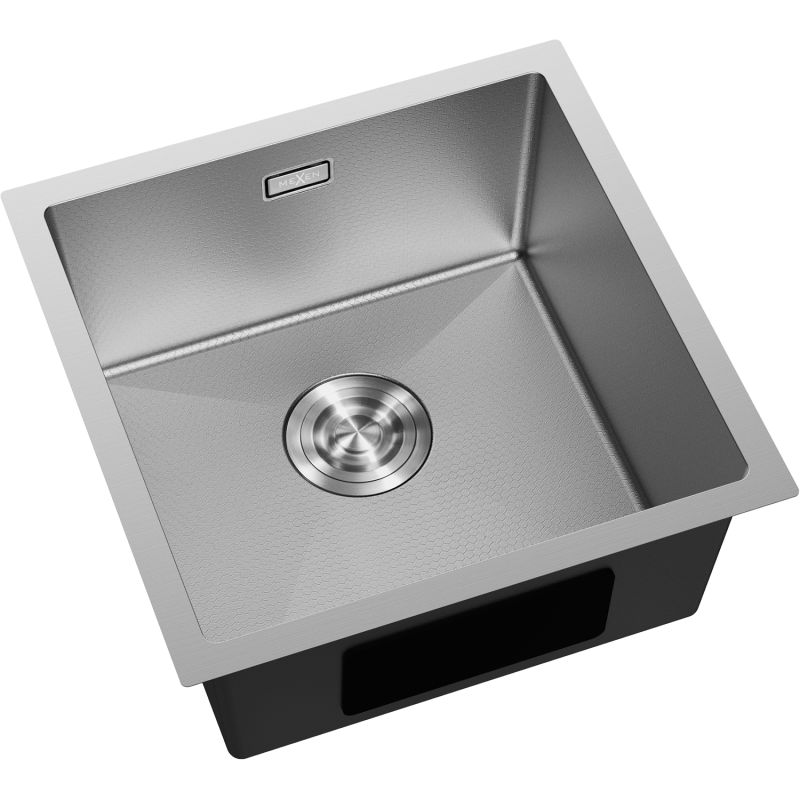 Kjøkkenvask Rustfritt Stål Mexen Trixo 440 x 440 mm med børstet overflate og avrundede hjørner.