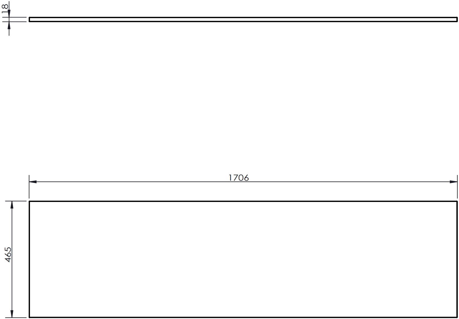 Benkeplate Bad 170 cm, Grå Matt, Mexen Uni - 91AXX-1704-464-18-62