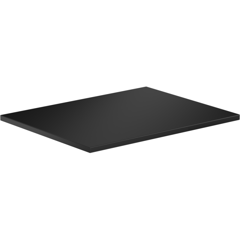 Benkeplate Bad 50 cm i svart matt finish, rektangulær og glatt, sett fra skrå vinkel ovenfra.