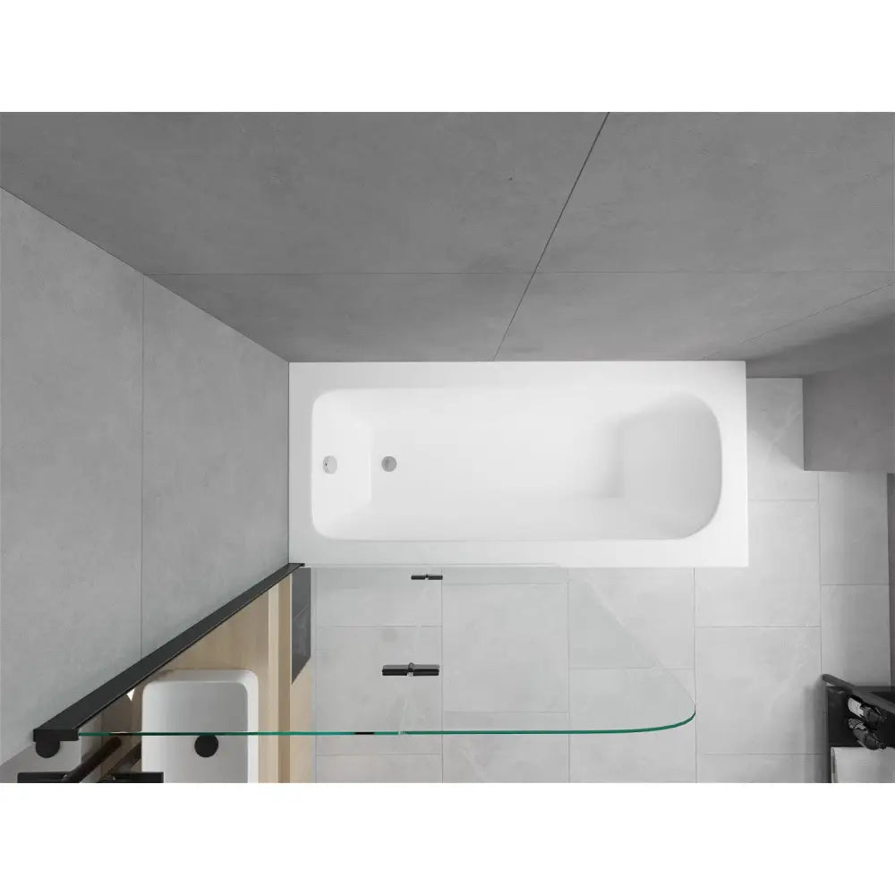 Mexen Vega Rektangulært Badekar 150x70 Cm med Kabinett og 2-delt Dusjvegg 100 Cm Gjennomsiktig Svart - 550115070x