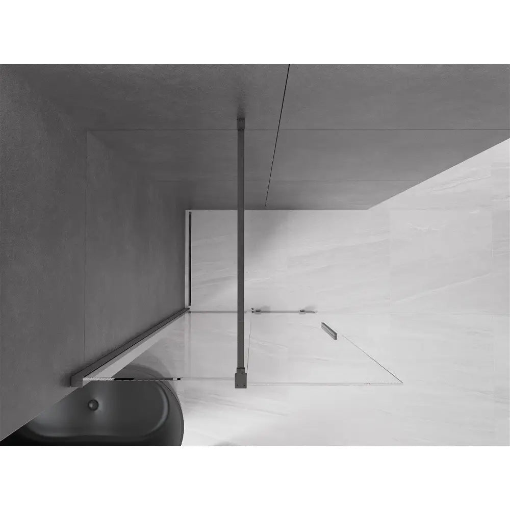 Dusjvegg Skyvbar 100x200 Cm Gjennomsiktig 8 Mm Gun Grey Børstet