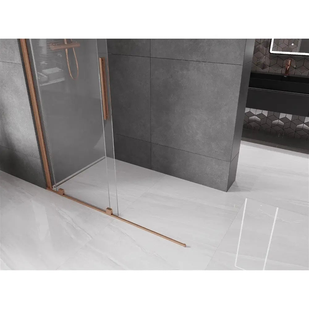 Dusjvegg Skyvbar 150x200 Cm Gjennomsiktig 8 Mm Børstet Kobber