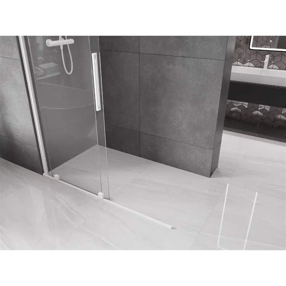 Dusjvegg Skyvbar 150x200 Cm Gjennomsiktig 8 Mm Hvit