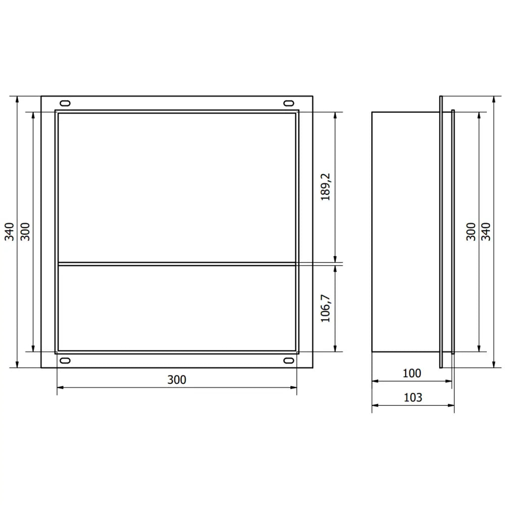 Mexen X-wall-nr Nisjehylle Uten Flens Med Hylle 30x30 Cm Rustfritt Stål - 1911303010s - 9