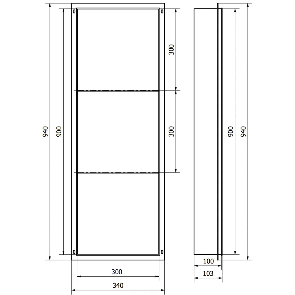 Mexen X-wall-nr Nisjehylle Uten Flens Med Hylle 90x30 Cm Hvit - 1921903010s - 8