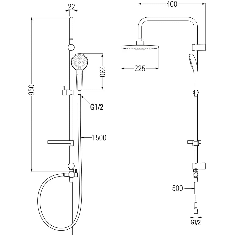 Mexen X05 Dusjsøyle Krom/hvit - 798050591 - 2