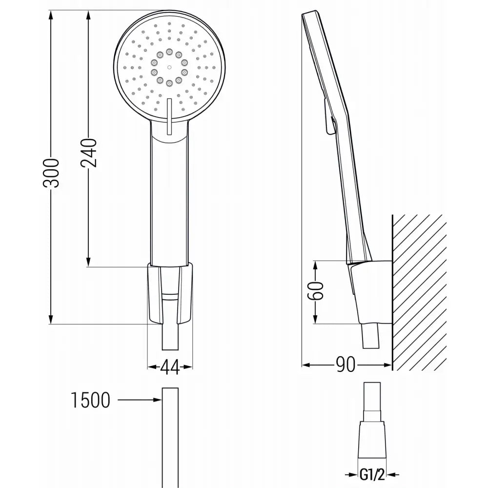 Mexen Zero R40 Badekarbatteri med Dusjsett Krom - 7113r40-