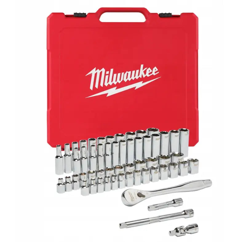 Milwaukee Sett med 3/8″ Metriske - Tommers Hylsenøkler 56 Deler