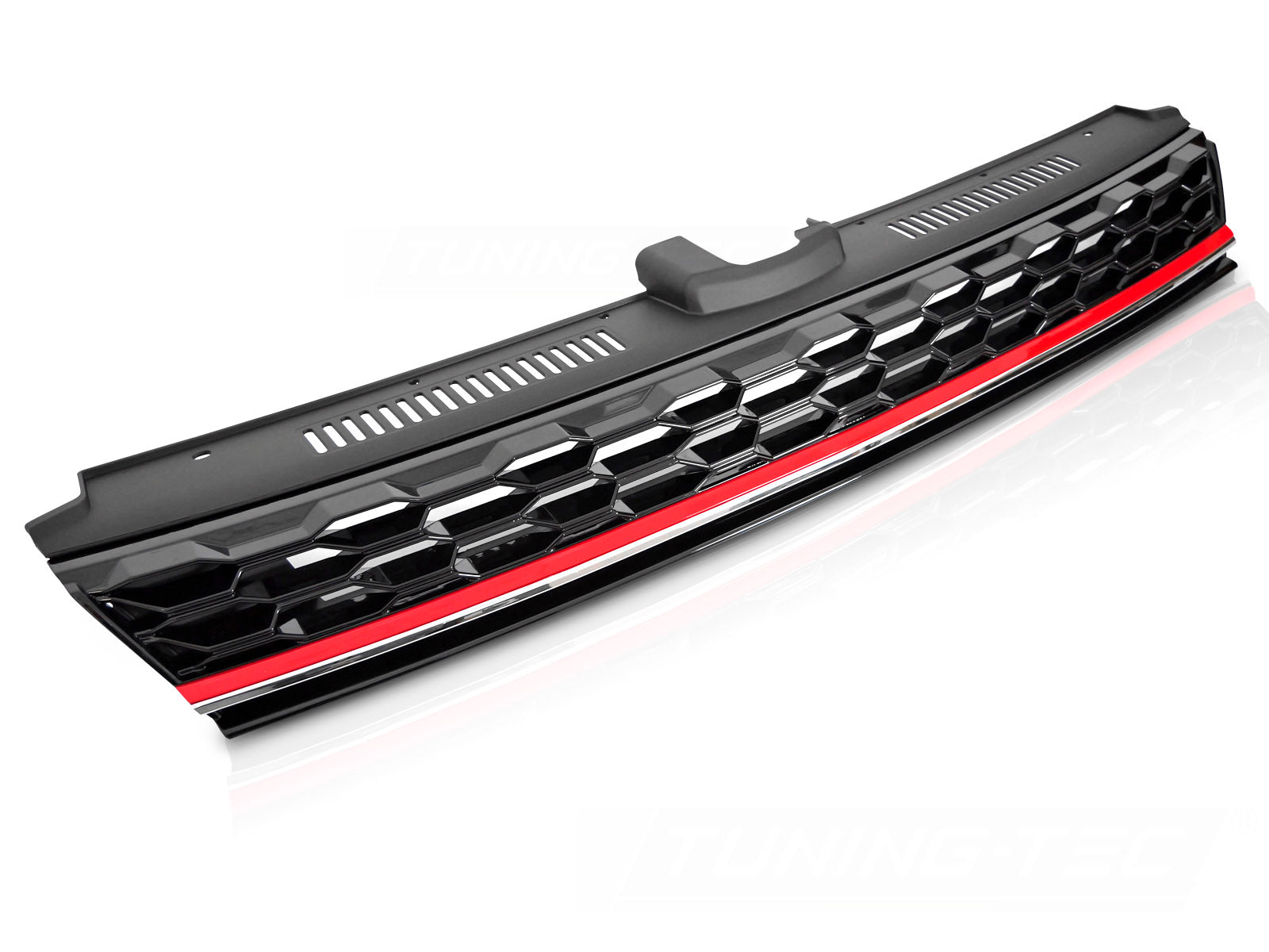 Grill VW Golf 7 2017-2019 glanssvart med rød linje - GRVW37