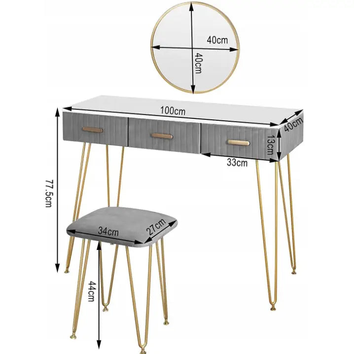 Moderne Sminkebord Til Soverommet Med Krakk Grå - 8