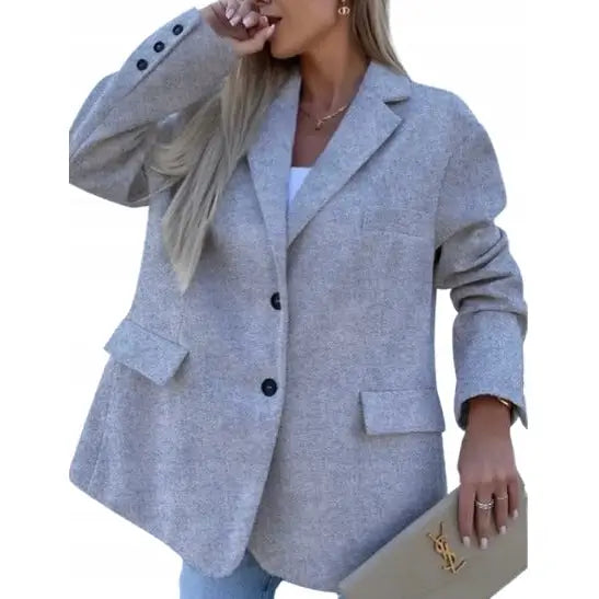 Mote Dame Elegant Jakke Kåpe Blazer Kort Grå One Size - 1