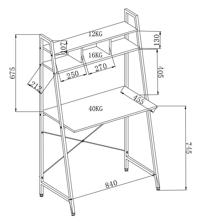 Narvik B2 Skrivebord Svart / Sonoma Eik - 3