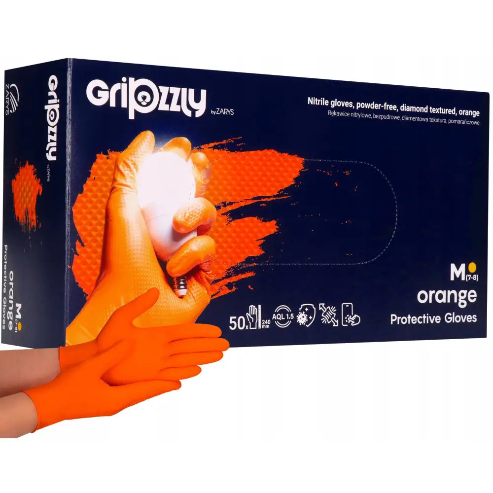 Nitrilhansker Sterke Arbeidshansker Orange Grip m 50 Stk - 1