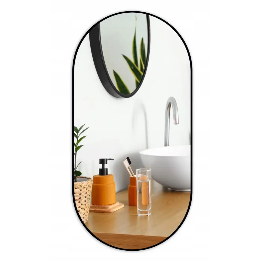 Ovalt Speil 100x50 Med Smal Aluminiumsramme i Loft-stil - 1