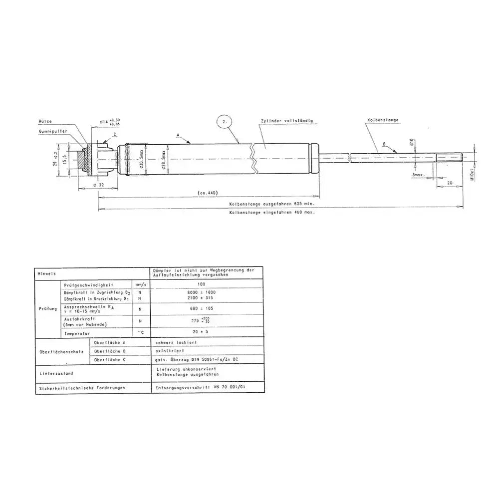 Påløpsdemper Al-ko 2,8 Vb L:440mm - 2