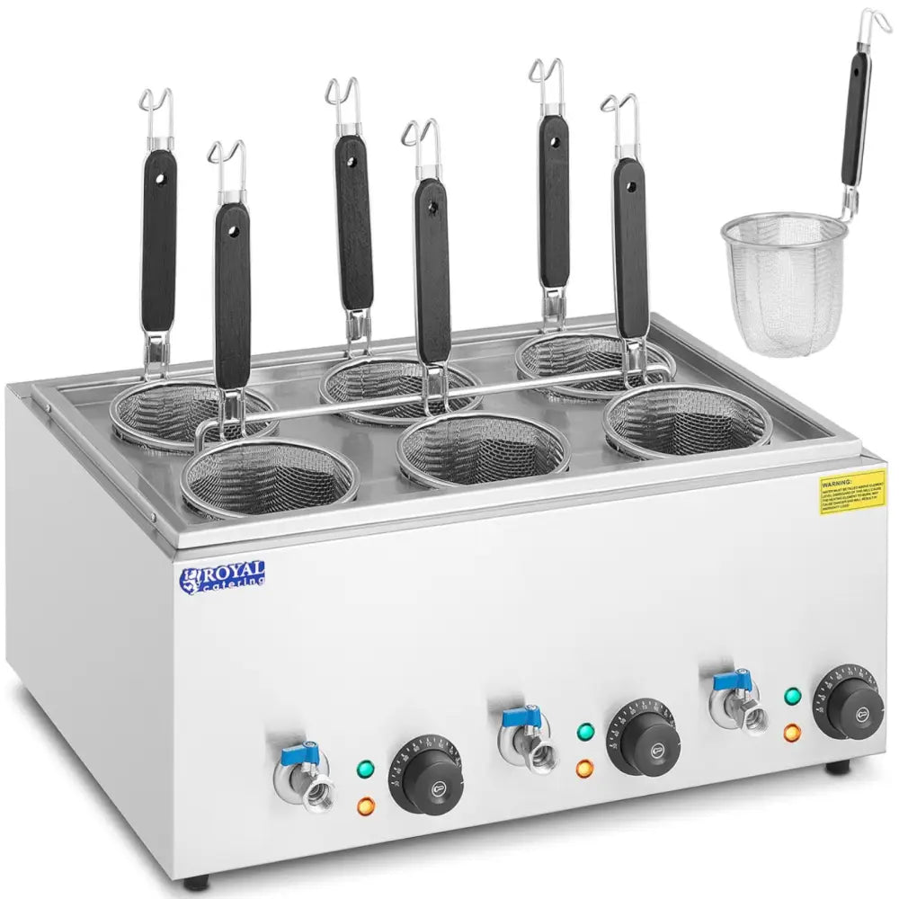 Pasta Koker med Kraner 6 Kurver 3 x 6,5 l 3000 w - 1015518