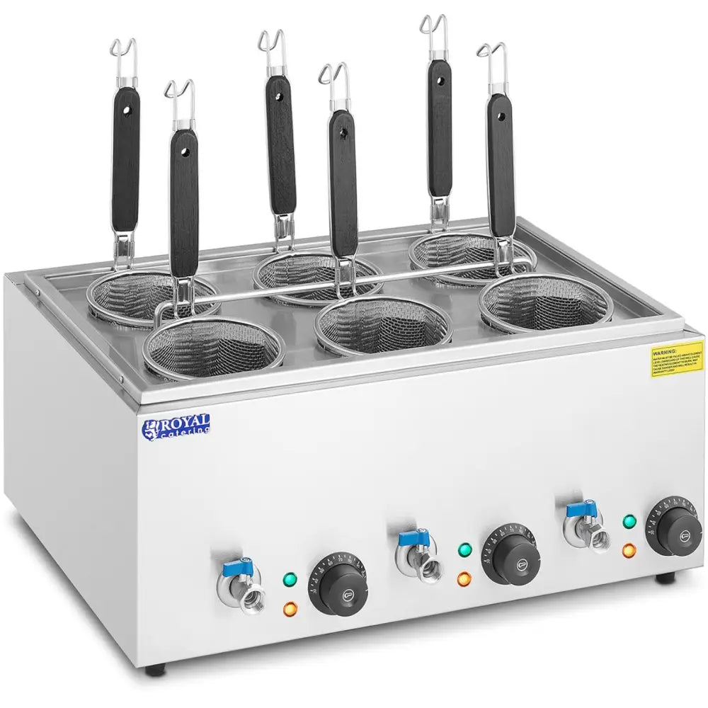 Pasta Koker med Kraner 6 Kurver 3 x 6,5 l 3000 w - 1015518