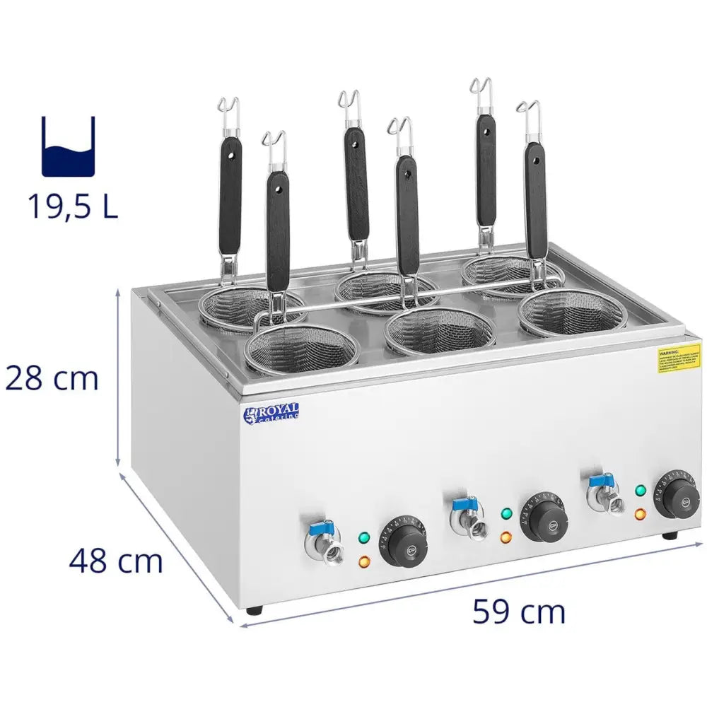 Pasta Koker Med Kraner 6 Kurver 3 x 6,5 l 3000 w - 1015518 - 7