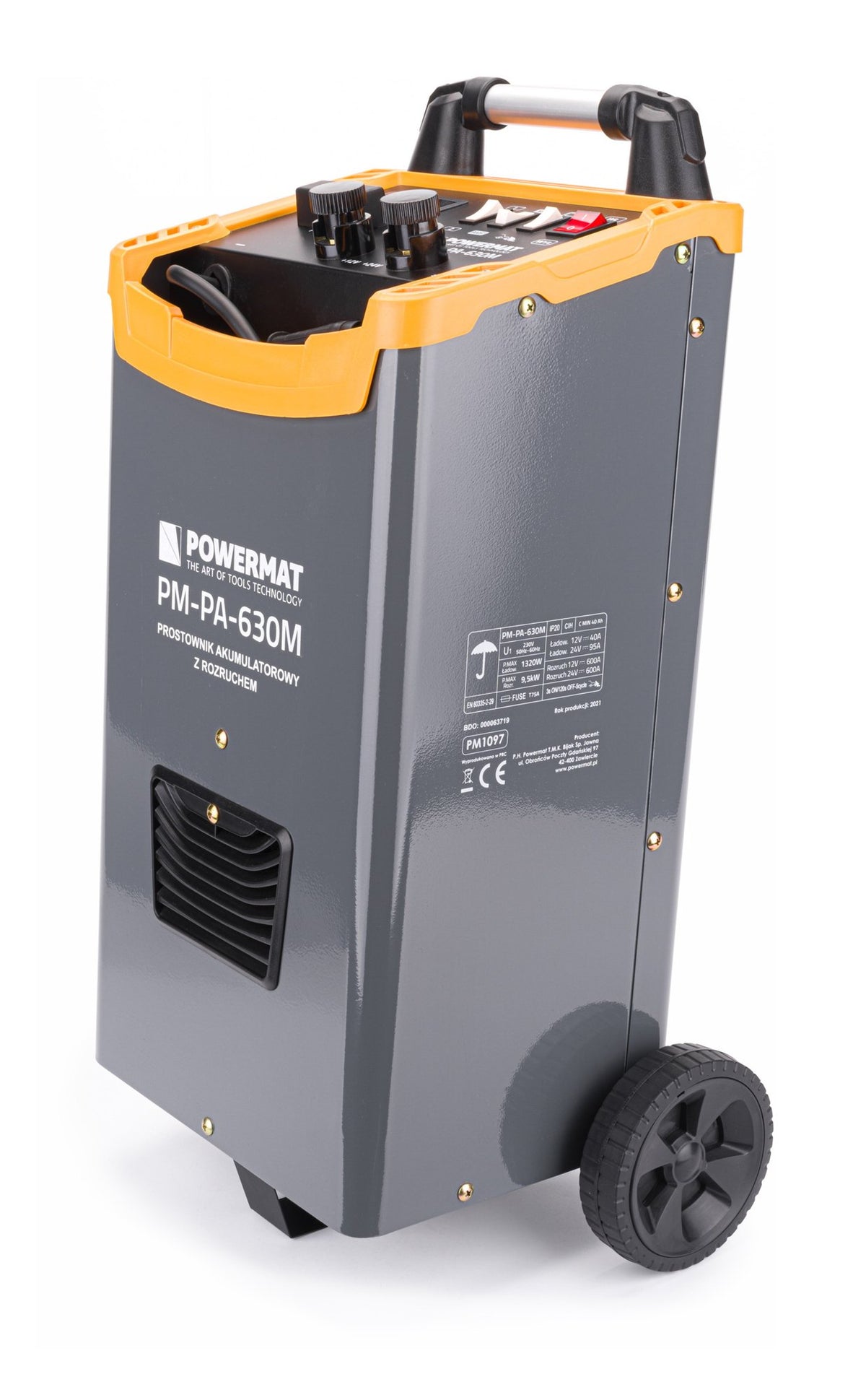 Batterilader Powermat med starthjelp og fastmontert minuskabel