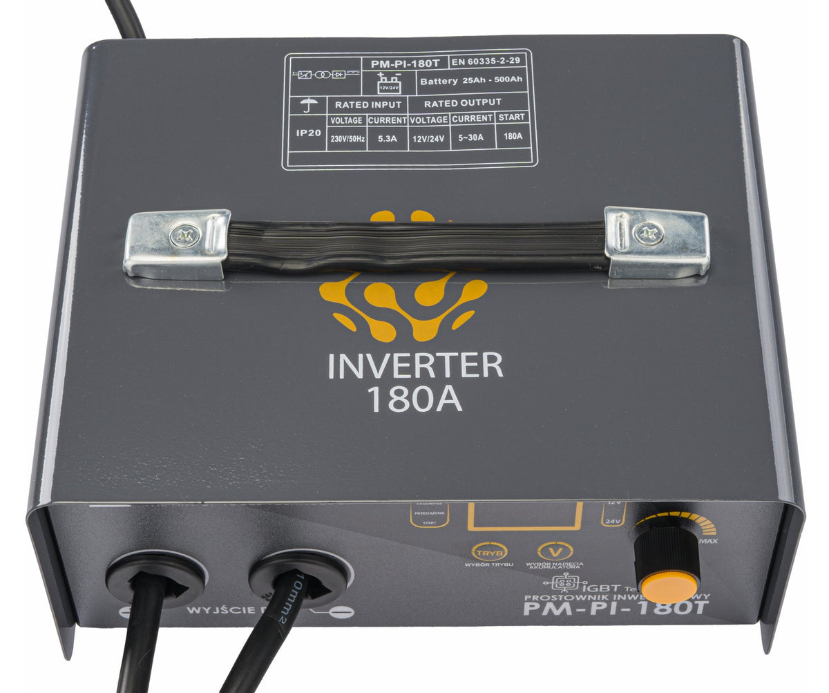 Batterilader Powermat PM-PI-180T med klemmer merket pluss og minus