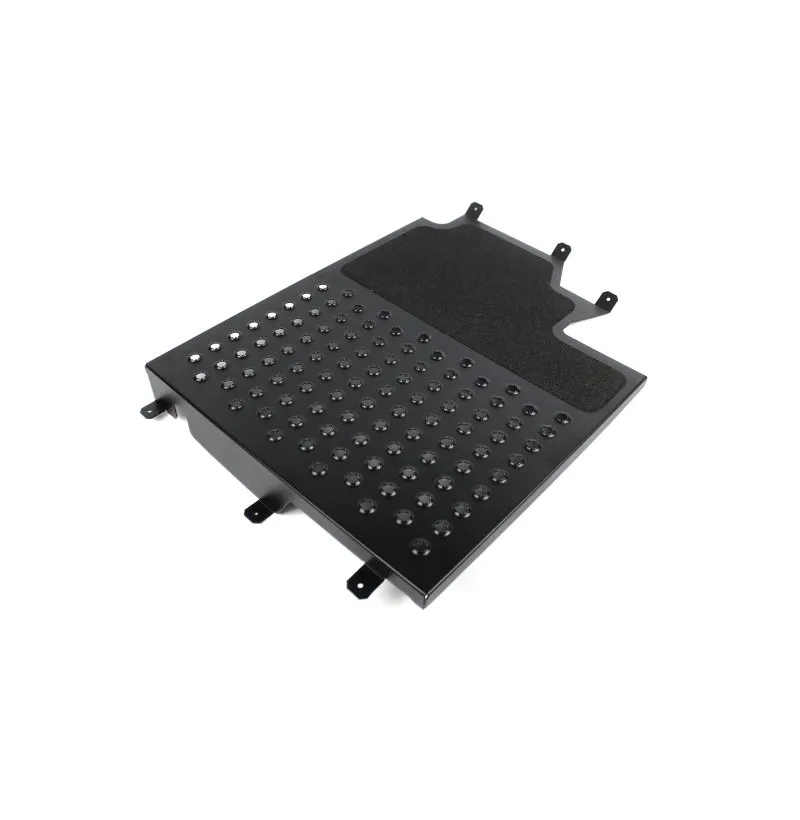 CNC-kuttet flat gulvplate til BMW E36 med pulverlakkert svart finish og grip tape