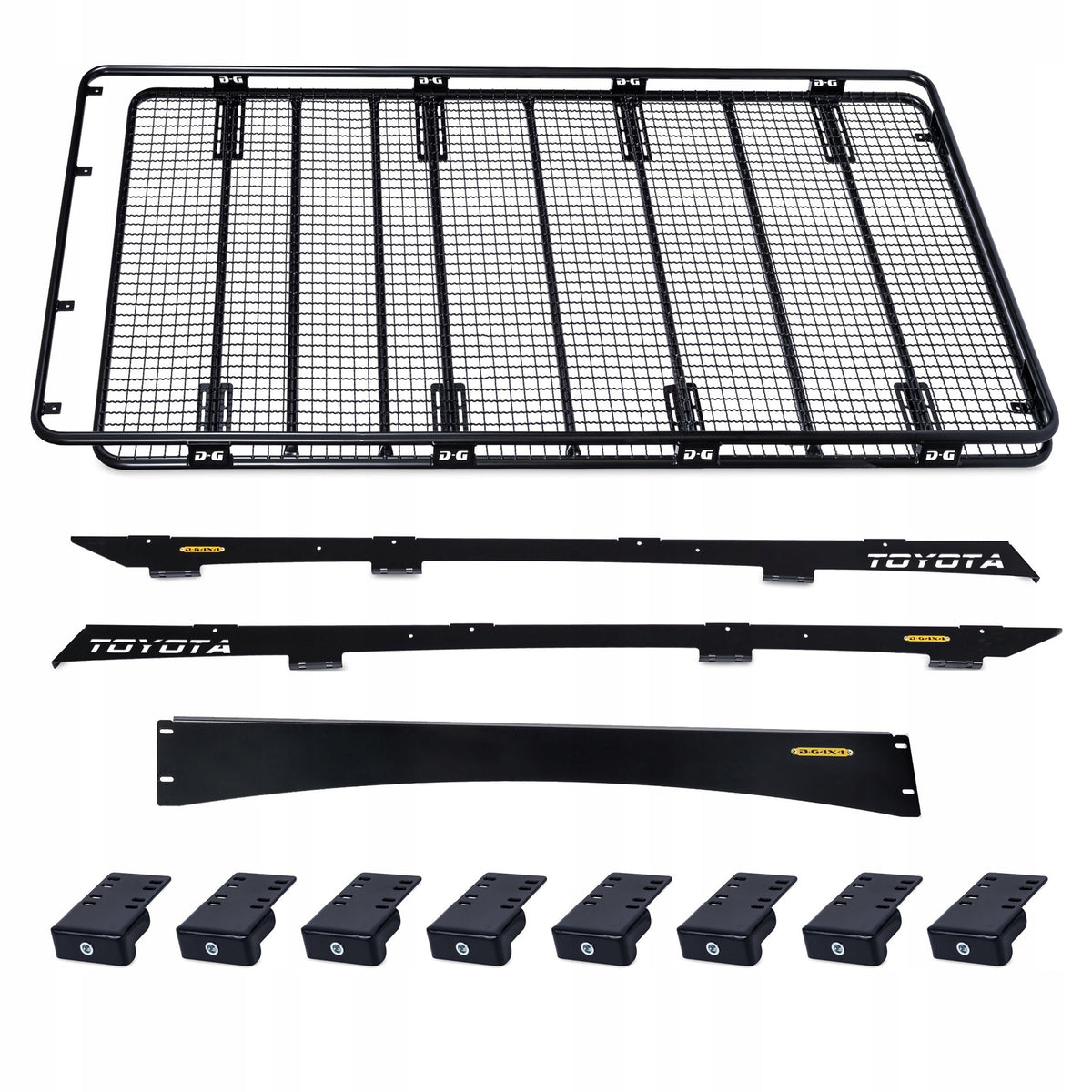 Takstativ Toyota Land Cruiser J120 02-09 lang med nett, stålrør 25 mm, 230x124 cm