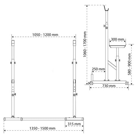 K-SPORT KSSL069 regulerbar treningsbenk med stativ