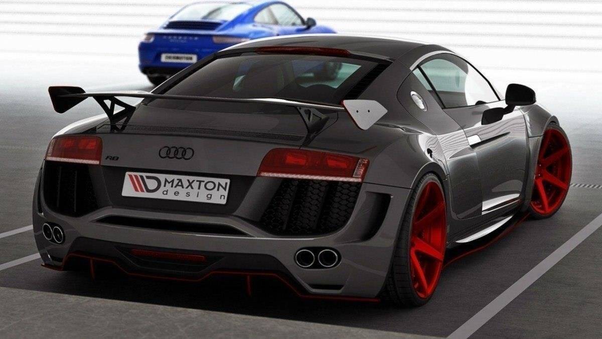 Maxton Design bodykit på Audi R8 MK1 vist fra siden med tydelig bredere karosseri