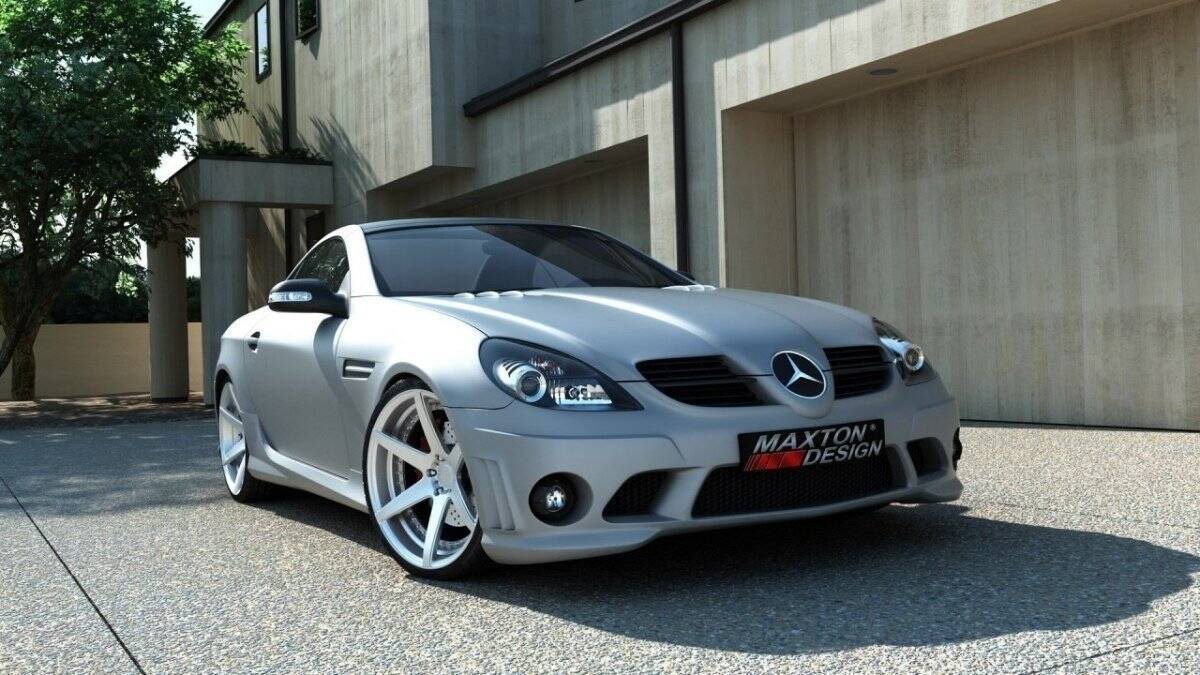 Bodykit Mercedes SLK R171 AMG 204 Look med frontspoiler og sideskjort i sort ABS-plast
