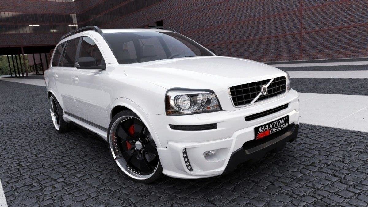 Komplett bodykit i glassfiber for Volvo XC90 sett forfra med front støtfangerforlengelse