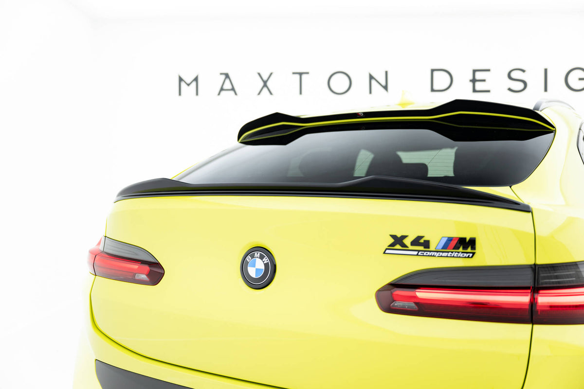Spoiler Cap 3D i blank sort til BMW X4 M F98 Facelift sett bakfra
