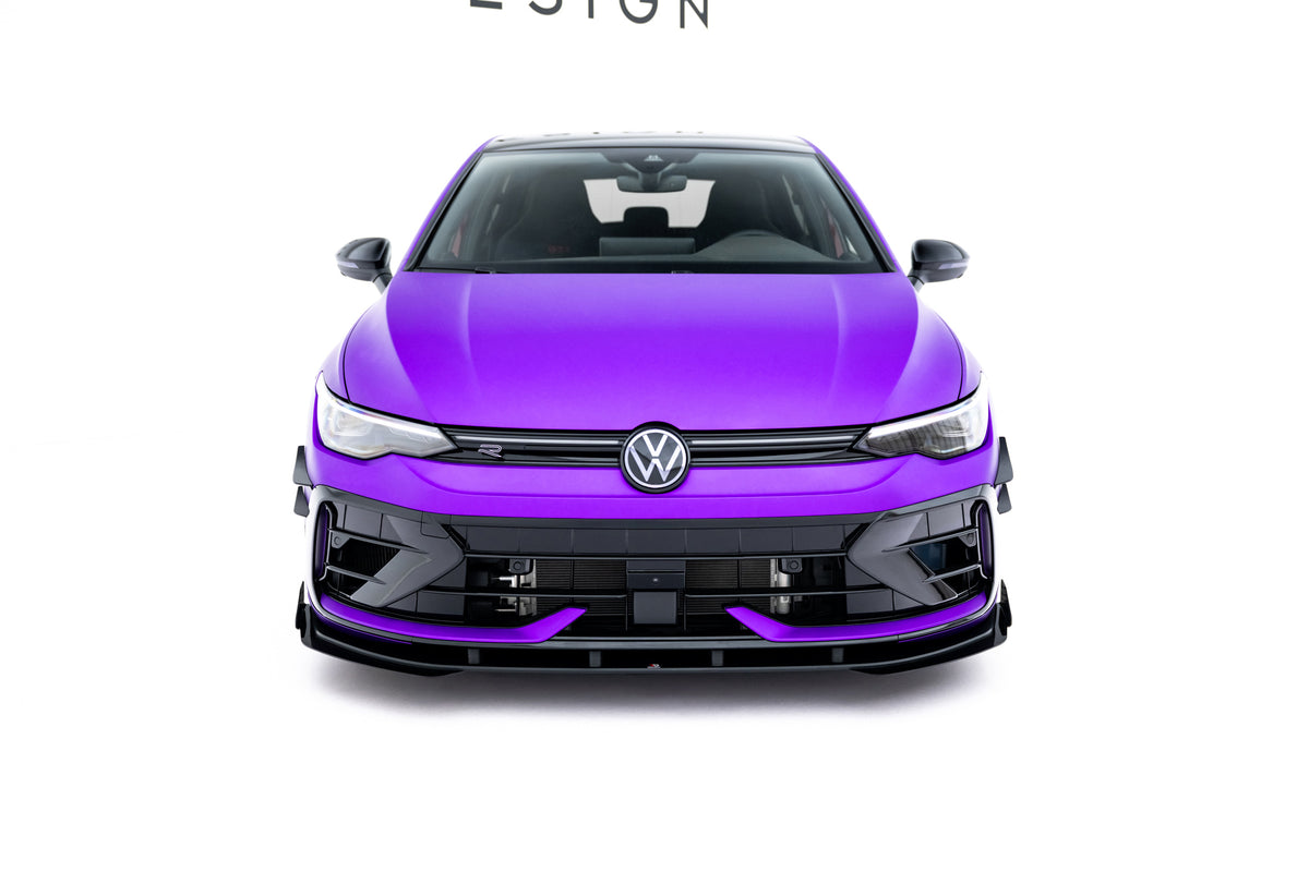 Canards til frontfanger for VW Golf 8 R Facelift sett skrått forfra