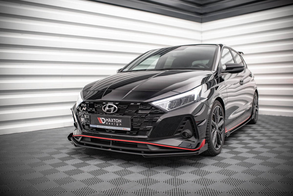 Canards til Hyundai i20 N Mk3 i blank svart finish, sett ovenfra