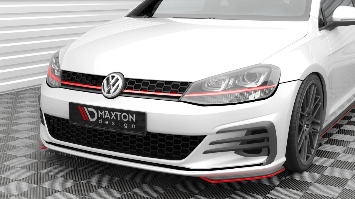 Frontfanger-canards til VW Golf GTI MK7 Facelift sett ovenfra på hvit bakgrunn