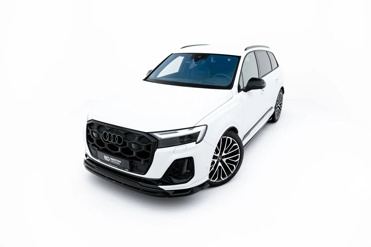 Nærbilde av frontsplitter til Audi SQ7 Mk2 Facelift 2 i blank sort