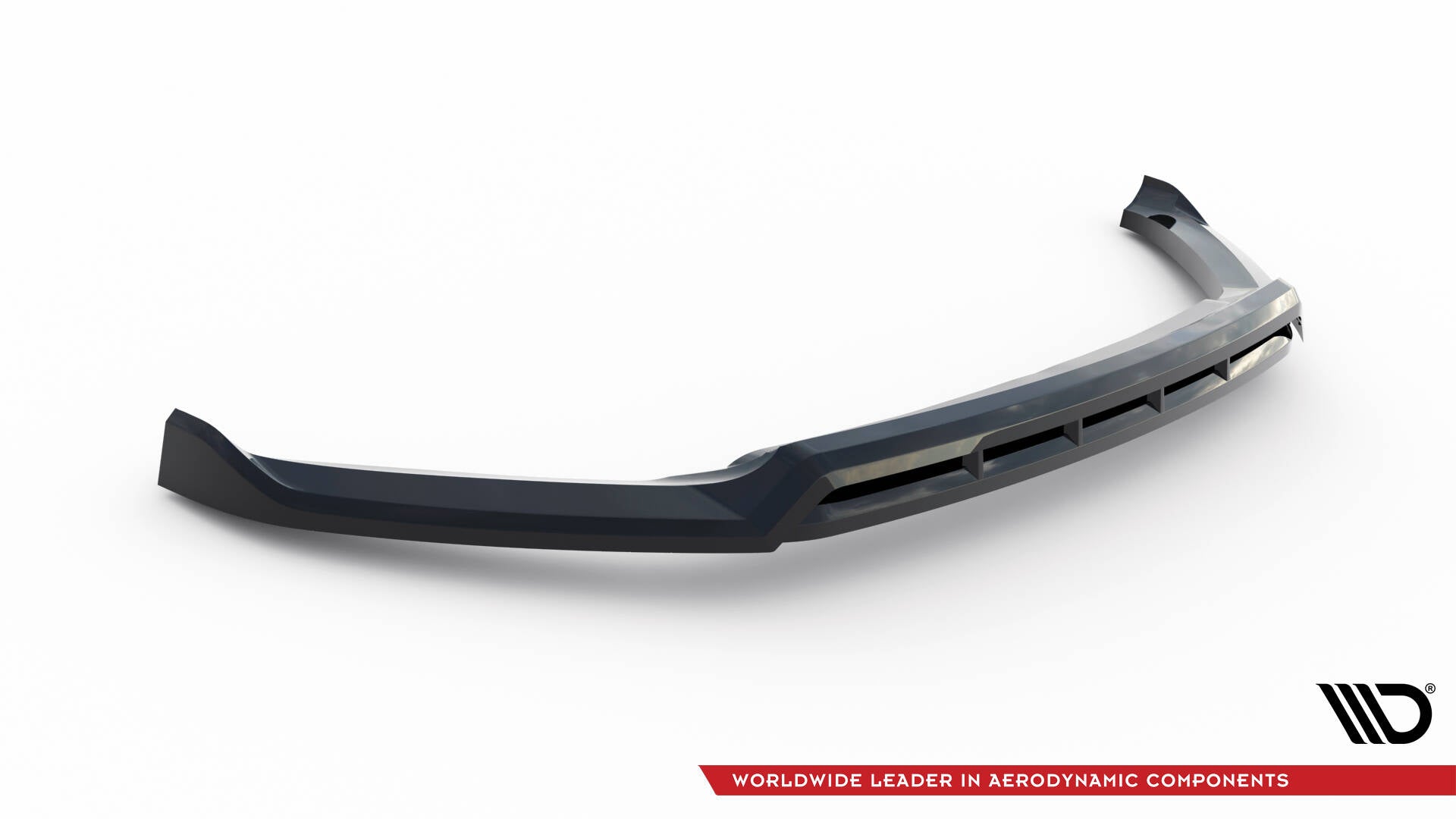 Front splitter for Ford Edge St MK2, svart plast med aerodynamiske kanter og luftåpninger, skrå vinkel.