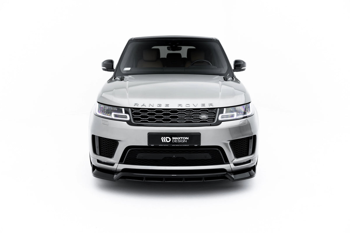 Nærbilde av frontsplitter fra Maxton Design til Range Rover Sport Mk2 Facelift