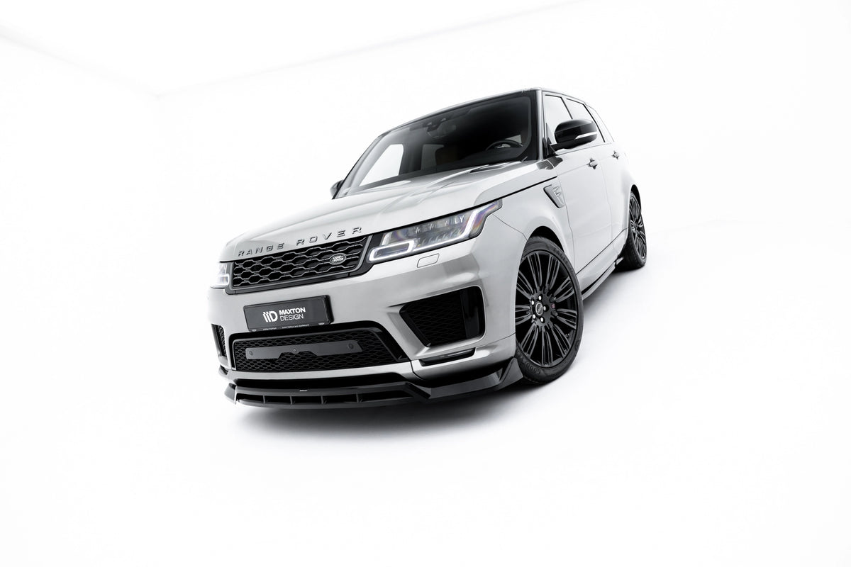 Frontsplitter i blank sort ABS til Range Rover Sport Mk2 Facelift montert på fronten