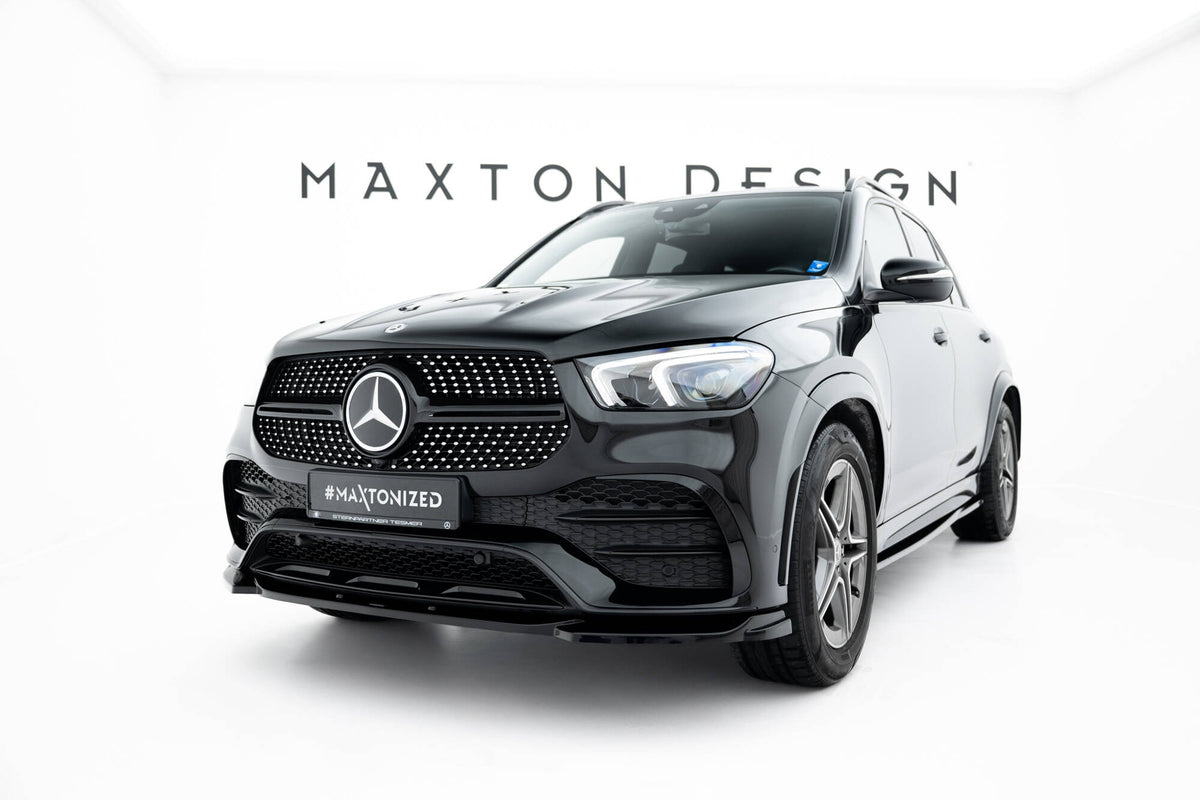 Frontsplitter i blank sort ABS til Mercedes-AMG GLE W167 montert på front